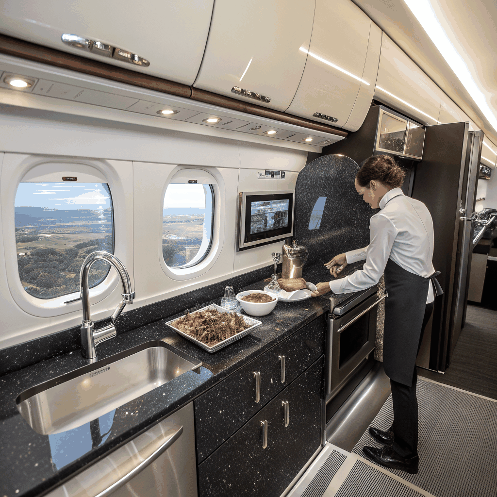 Gourmet inflight dining service at thirty thousand feet